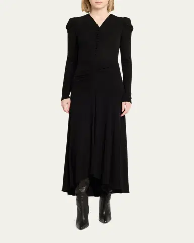 Isabel Marant Nejma Ruched Long-Sleeve Maxi Dress | Thumbnail 2 Isabel Marant Nejma Ruched Long-Sleeve Maxi Dress | Thumbnail 2