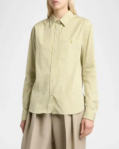Saint Laurent Striped Cotton Poplin Button-Down Shirt | Thumbnail 3 Saint Laurent Striped Cotton Poplin Button-Down Shirt | Thumbnail 3