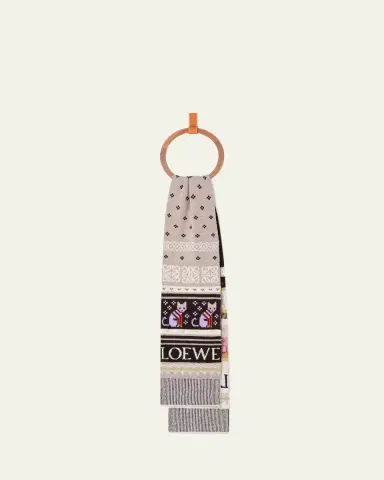 Loewe x Louis Wain Futurist Cat Fair Isle Scarf | Thumbnail 2 Loewe x Louis Wain Futurist Cat Fair Isle Scarf | Thumbnail 2