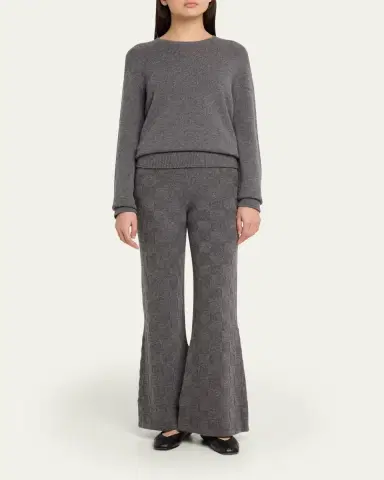 The Elder Statesman Cashmere Checkerboard Knit Flare Pants | Thumbnail 2 The Elder Statesman Cashmere Checkerboard Knit Flare Pants | Thumbnail 2