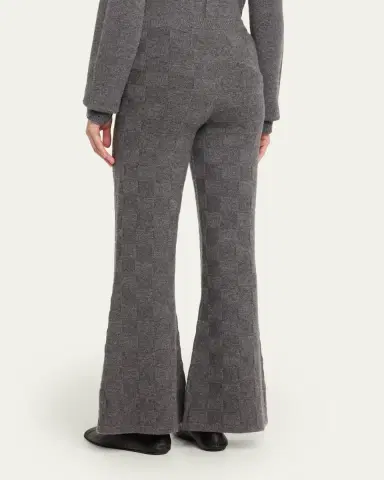 The Elder Statesman Cashmere Checkerboard Knit Flare Pants | Thumbnail 3 The Elder Statesman Cashmere Checkerboard Knit Flare Pants | Thumbnail 3