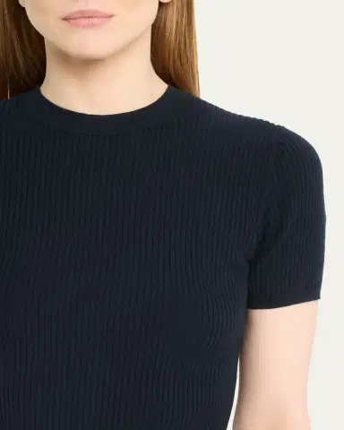 Nili Lotan Dorset Cotton Rib Short-Sleeve Sweater | Thumbnail 5 Nili Lotan Dorset Cotton Rib Short-Sleeve Sweater | Thumbnail 5