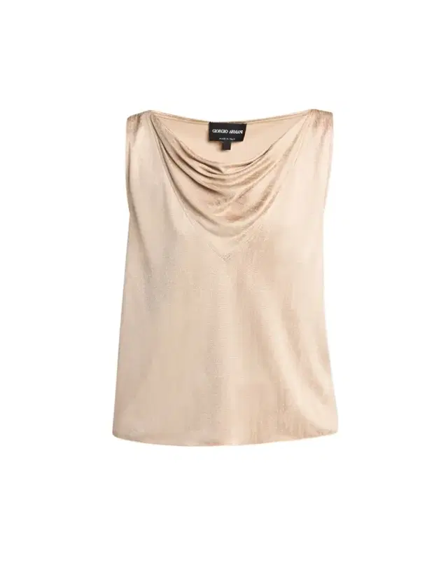 Cowl-Neck Metallic Jersey Top