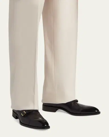 Tom Ford Men's Vincent Burnished Leather Double Monk Strap Loafers | Thumbnail 2