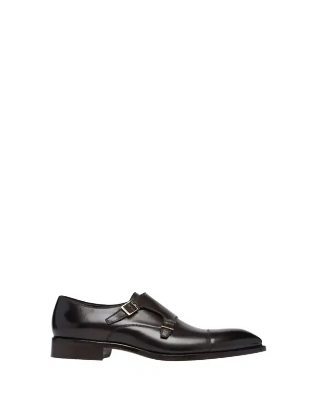 Men's Vincent Burnished Leather Double Monk Strap Loafers
