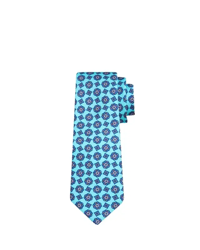 Men's Geometric Medallion Silk 7-Fold Tie