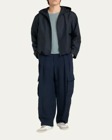 Giorgio Armani Men's Silk and Nylon Full-Zip Hoodie | Thumbnail 2 Giorgio Armani Men's Silk and Nylon Full-Zip Hoodie | Thumbnail 2