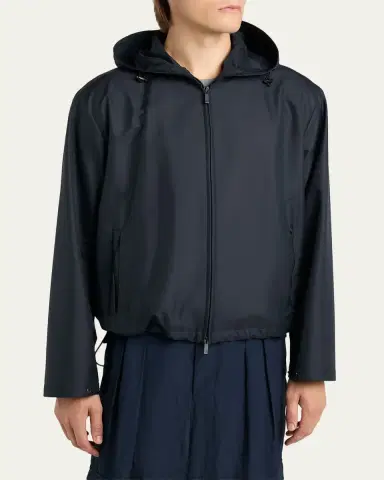 Giorgio Armani Men's Silk and Nylon Full-Zip Hoodie | Thumbnail 4 Giorgio Armani Men's Silk and Nylon Full-Zip Hoodie | Thumbnail 4