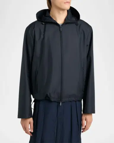 Giorgio Armani Men's Silk and Nylon Full-Zip Hoodie | Thumbnail 8 Giorgio Armani Men's Silk and Nylon Full-Zip Hoodie | Thumbnail 8