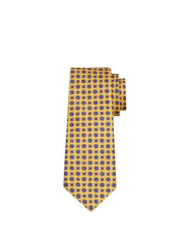 Men's Geometric Medallion Silk 7-Fold Tie