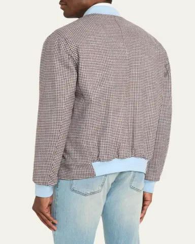 Kiton Men's Houndstooth Check Wool and Silk Blouson | Thumbnail 3