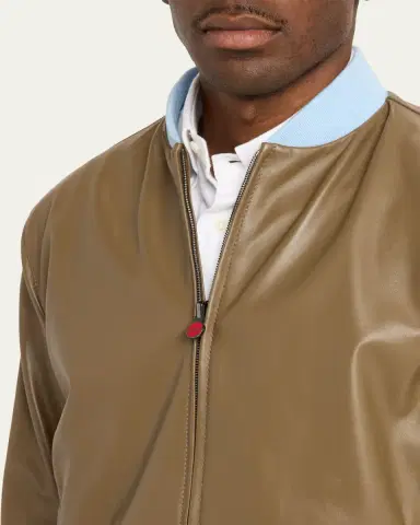 Kiton Men's Houndstooth Check Wool and Silk Blouson | Thumbnail 5