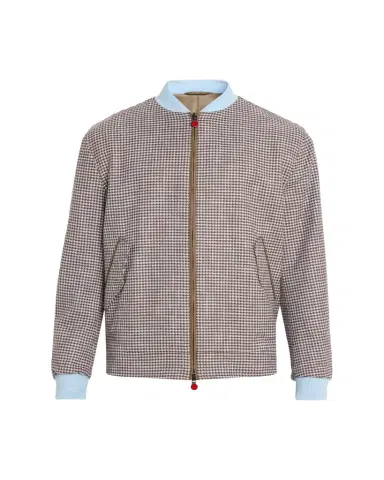 Kiton Men's Houndstooth Check Wool and Silk Blouson | Thumbnail 1