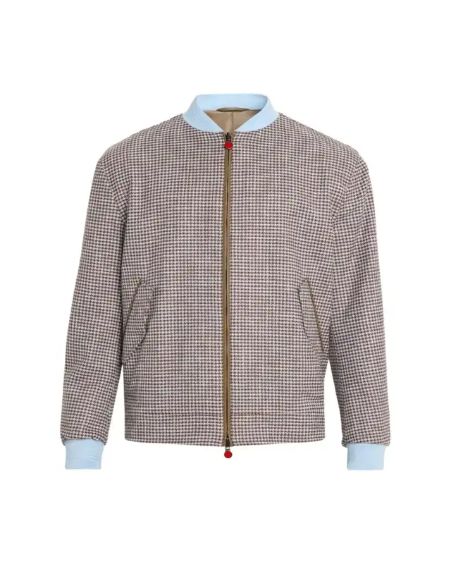 Men's Houndstooth Check Wool and Silk Blouson