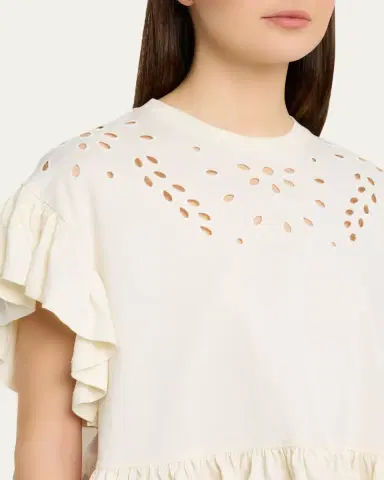 Ulla Johnson Mariana Embroidered Flutter-Sleeve Top | Thumbnail 5 Ulla Johnson Mariana Embroidered Flutter-Sleeve Top | Thumbnail 5