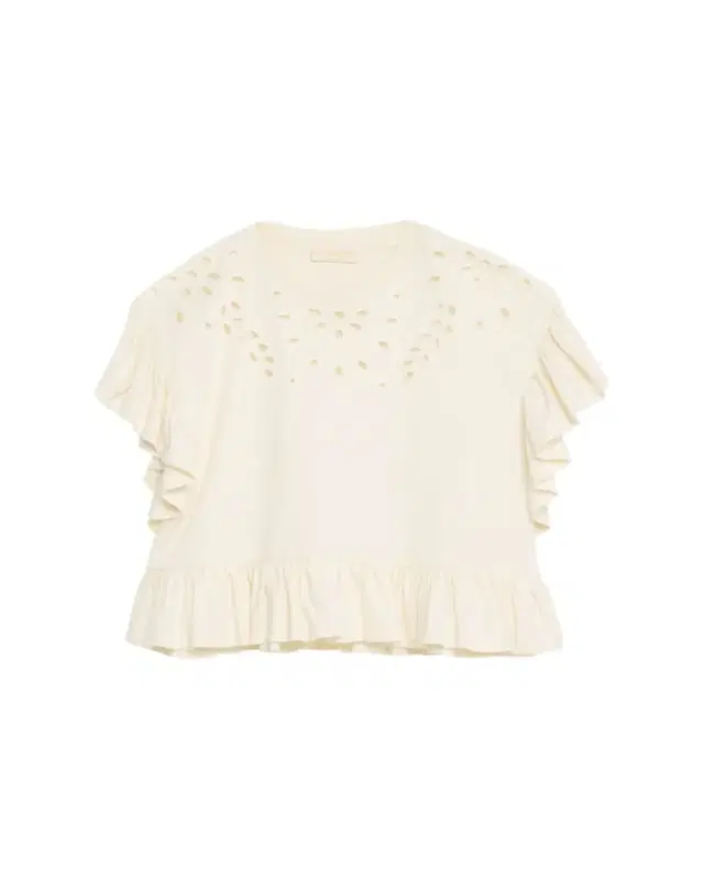Ulla Johnson Mariana Embroidered Flutter-Sleeve Top