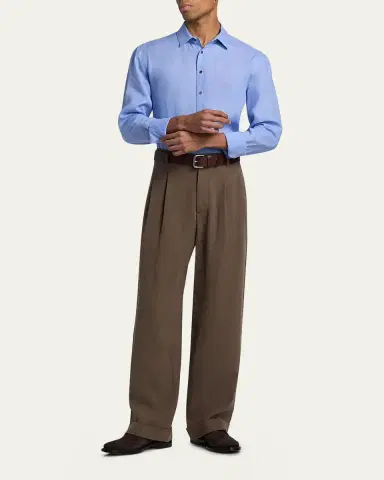 Giorgio Armani Men's Linen Classic-Fit Sport Shirt | Thumbnail 2