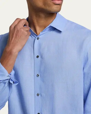 Giorgio Armani Men's Linen Classic-Fit Sport Shirt | Thumbnail 5