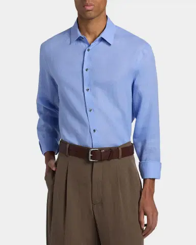 Giorgio Armani Men's Linen Classic-Fit Sport Shirt | Thumbnail 8