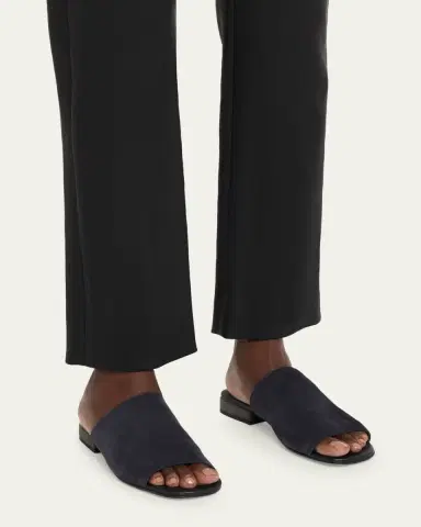 Brunello Cucinelli Suede Slide Sandals with Monili Heel | Thumbnail 2 Brunello Cucinelli Suede Slide Sandals with Monili Heel | Thumbnail 2