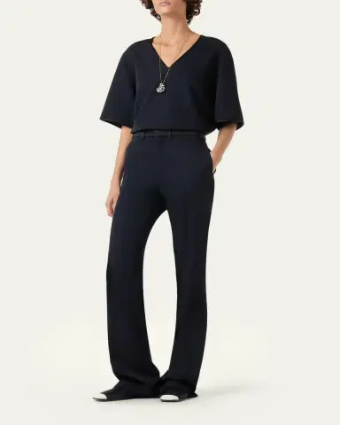 Loro Piana Kendrik Contrast-Waistband Bootcut-Leg Trousers | Thumbnail 2