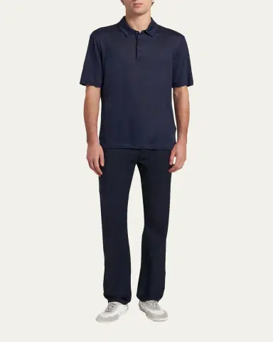 Giorgio Armani Men's Linen Classic-Fit Polo Shirt | Thumbnail 2
