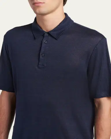 Giorgio Armani Men's Linen Classic-Fit Polo Shirt | Thumbnail 5