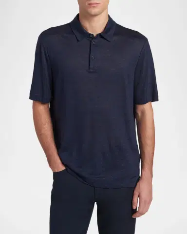 Giorgio Armani Men's Linen Classic-Fit Polo Shirt | Thumbnail 8