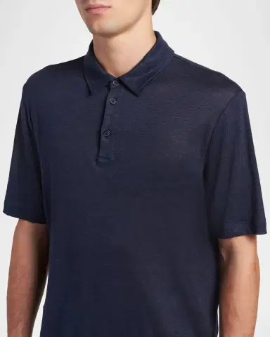 Giorgio Armani Men's Linen Classic-Fit Polo Shirt | Thumbnail 9