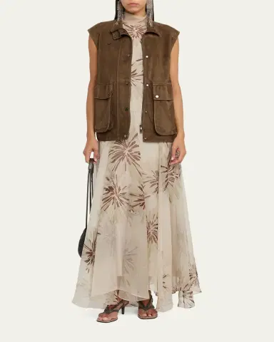 Brunello Cucinelli Floral-Print Silk Halter Maxi Dress | Thumbnail 2 Brunello Cucinelli Floral-Print Silk Halter Maxi Dress | Thumbnail 2