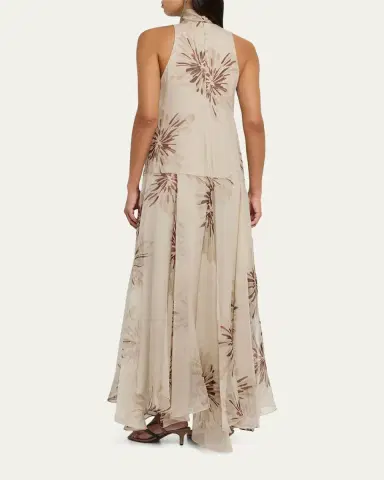 Brunello Cucinelli Floral-Print Silk Halter Maxi Dress | Thumbnail 3 Brunello Cucinelli Floral-Print Silk Halter Maxi Dress | Thumbnail 3