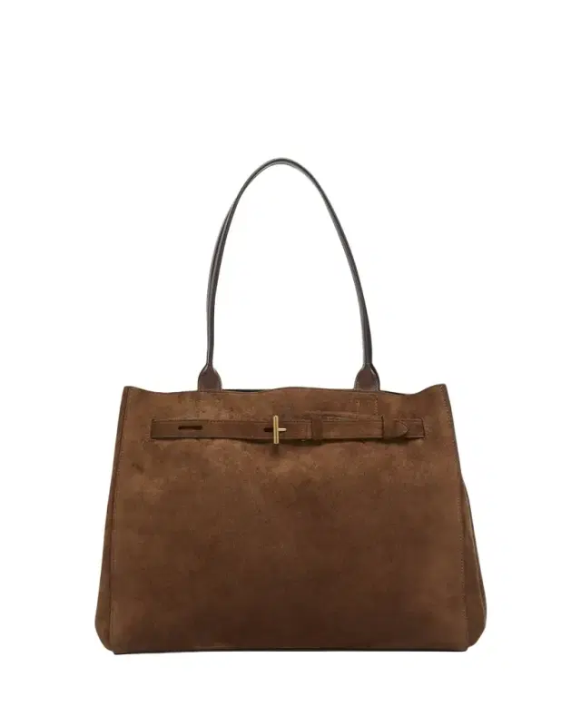 TOM FORD Belted T-Buckle Suede Tote Bag