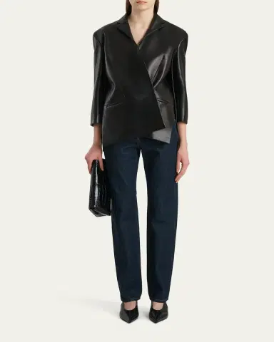 Khaite Palto Asymmetric Leather Jacket | Thumbnail 2