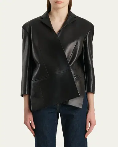 Khaite Palto Asymmetric Leather Jacket | Thumbnail 4
