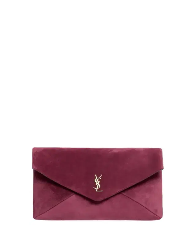 Saint Laurent YSL XXL Suede Envelope Pouch Clutch Bag