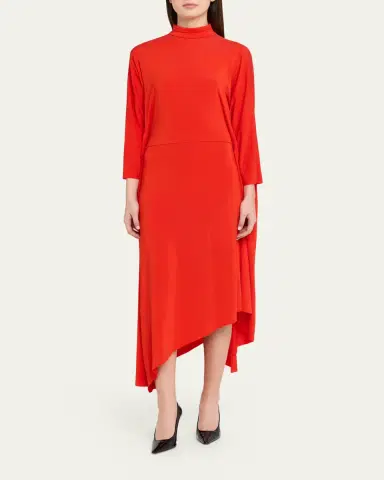 Willy Chavarria Cascada Asymmetric Draped Backless Midi Dress | Thumbnail 2