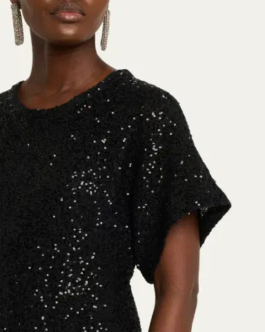 Brunello Cucinelli Sequin Linen-Cashmere Midi Dress | Thumbnail 5 Brunello Cucinelli Sequin Linen-Cashmere Midi Dress | Thumbnail 5
