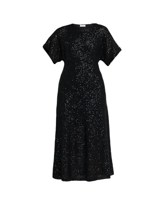 Brunello Cucinelli Sequin Linen-Cashmere Midi Dress