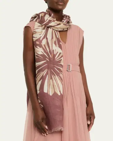 Brunello Cucinelli Floral Linen Scarf | Thumbnail 3