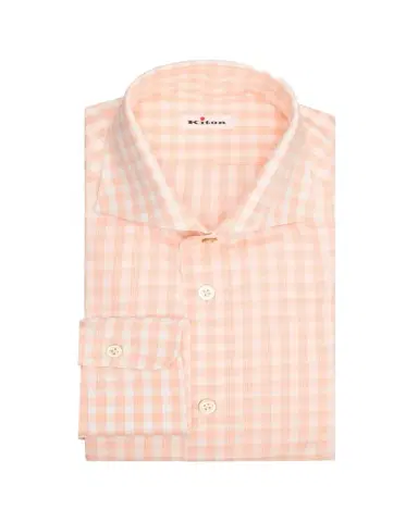 Kiton Men's Tonal Check Cotton Dress Shirt with Mother-of-Pearl Buttons | Thumbnail 1
