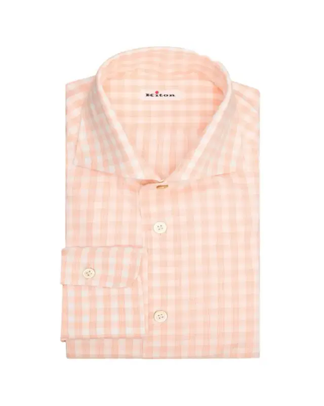 Men's Tonal Check Cotton Dress Shirt with Mother-of-Pearl Buttons