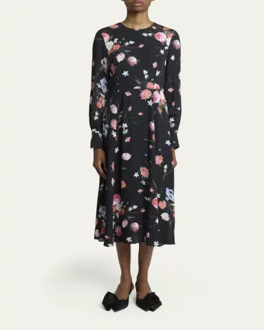 Erdem Floral-Print Long-Sleeve Midi Dress | Thumbnail 2