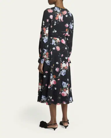 Erdem Floral-Print Long-Sleeve Midi Dress | Thumbnail 3