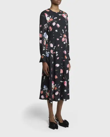 Erdem Floral-Print Long-Sleeve Midi Dress | Thumbnail 8