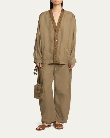 Giorgio Armani Belted Barrel-Leg Ankle Pants | Thumbnail 2