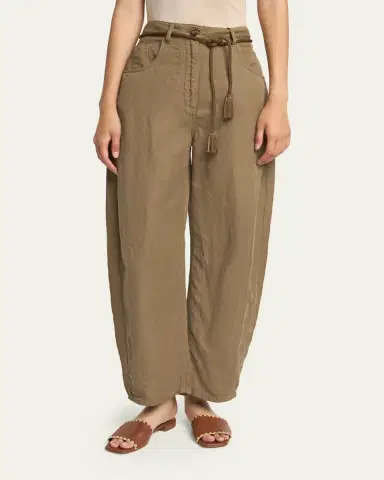 Giorgio Armani Belted Barrel-Leg Ankle Pants | Thumbnail 4
