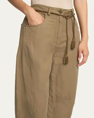 Giorgio Armani Belted Barrel-Leg Ankle Pants | Thumbnail 5