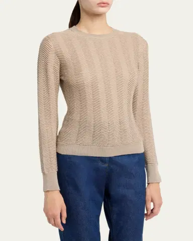 Giorgio Armani Chevron Cashmere Knit Crewneck Sweater | Thumbnail 4 Giorgio Armani Chevron Cashmere Knit Crewneck Sweater | Thumbnail 4