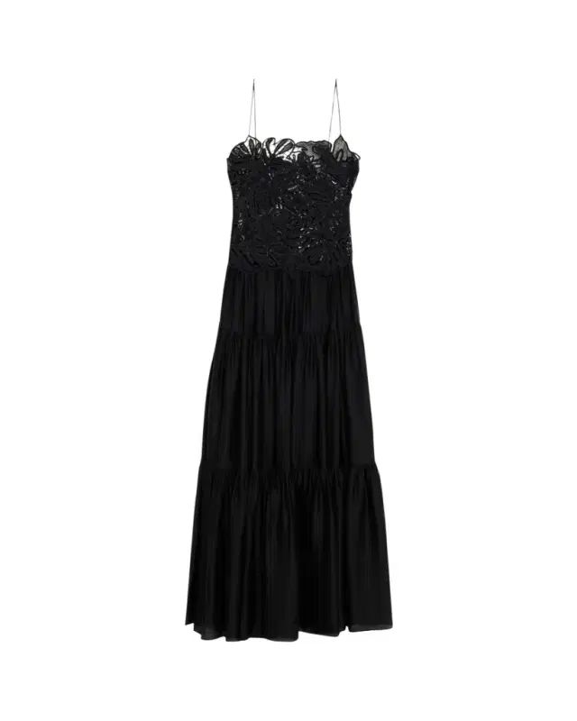 Celestia Embroidered Sleeveless Silk Gown