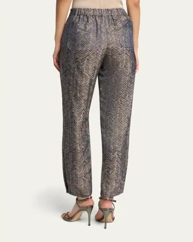 Giorgio Armani Herringbone Jacquard Straight-Leg Ankle Trousers | Thumbnail 3 Giorgio Armani Herringbone Jacquard Straight-Leg Ankle Trousers | Thumbnail 3